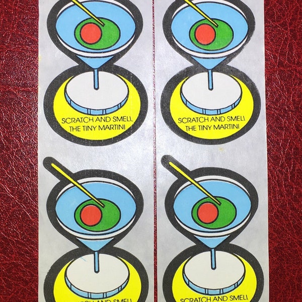 Vintage Mello Smello Scratch and Sniff Stickers- 80s - Tiny Martini - Sweet Scent!!