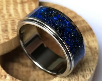 Titanium spinner ring &quot;Nights sky&quot;.
