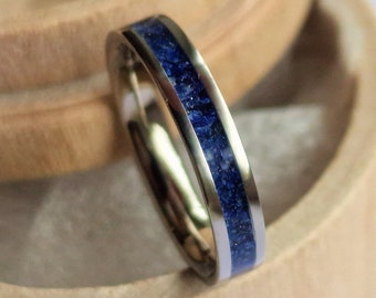 Titanium band with Lapis Lazuli channel.