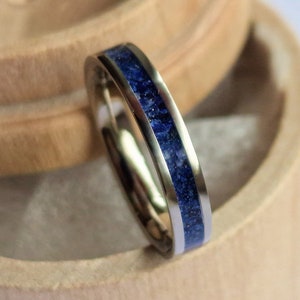 Titanium band with Lapis Lazuli channel.