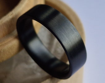 Handmade Black Zirconium Wedding Band: Hypoallergenic Minimalist Ring