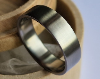 Brushed titanium wedding band. Minimalist brushed titanium band.