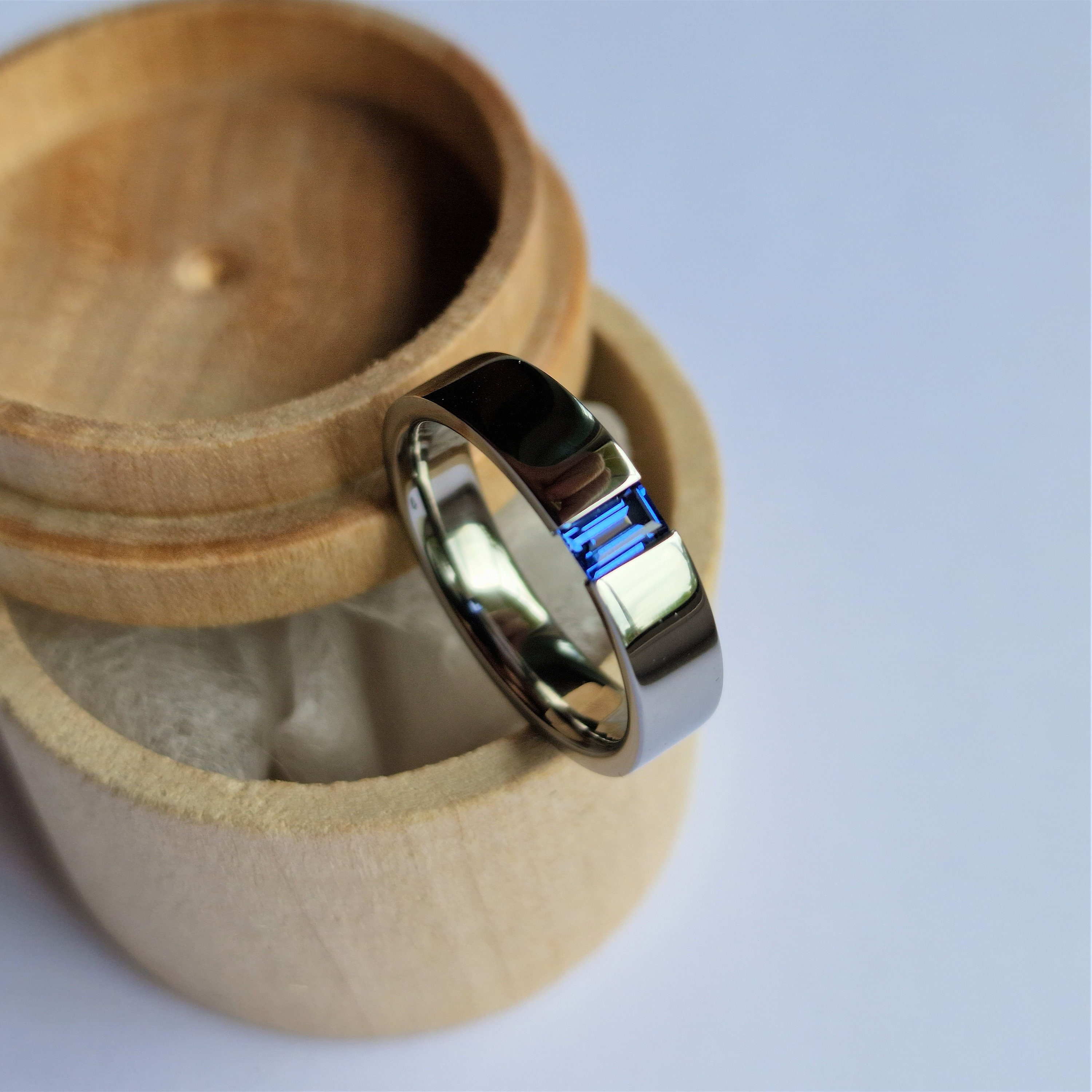 2pcs Leaf Couple Rings Set for Men and Women, Handmake Men Wedding Band,  Sapphire Engagement Ring Set, Male and Female Wedding Ring Set 