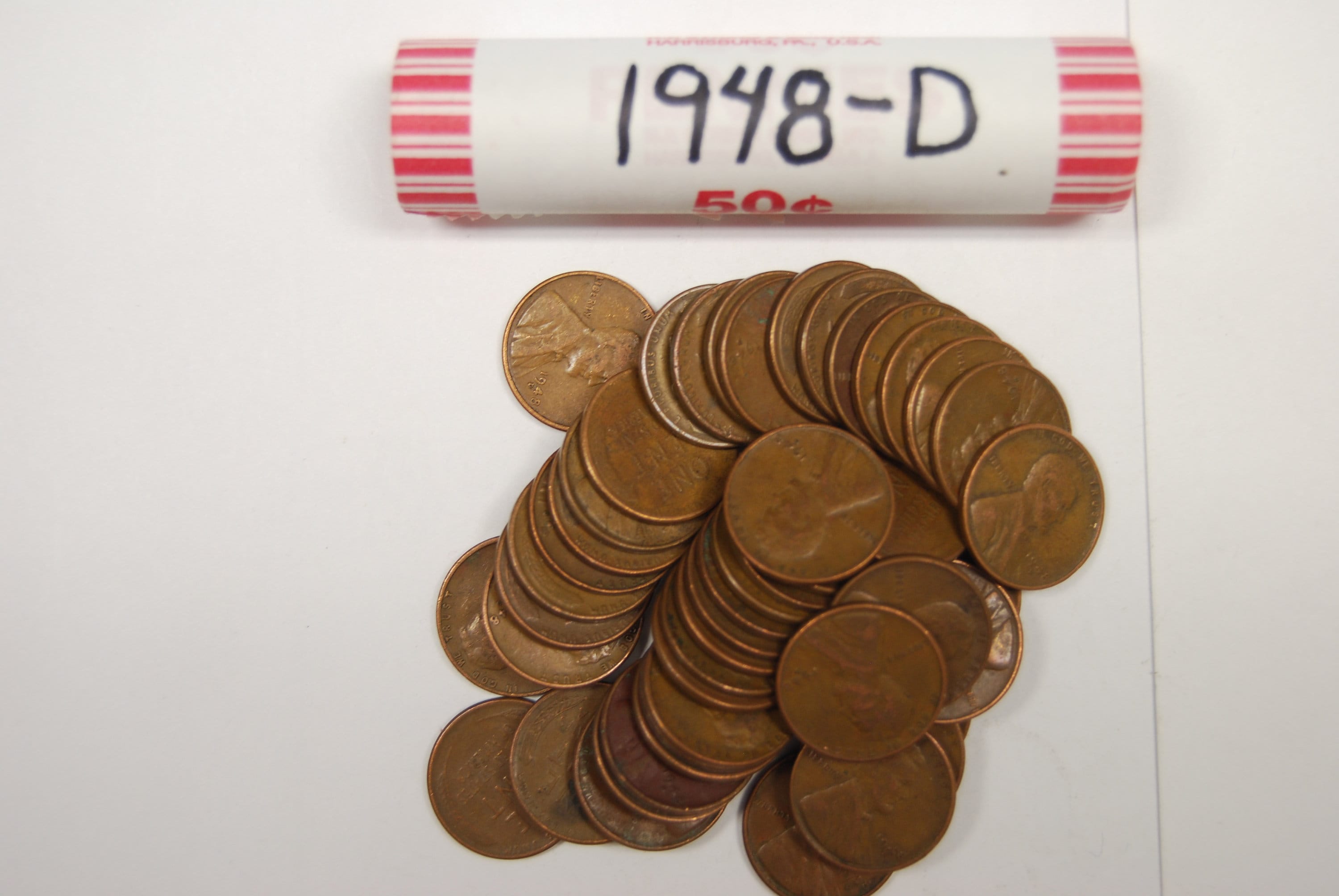 Roll 1919 D Lincoln Wheat Cents Penny in Good or Better Condition 50 Coins