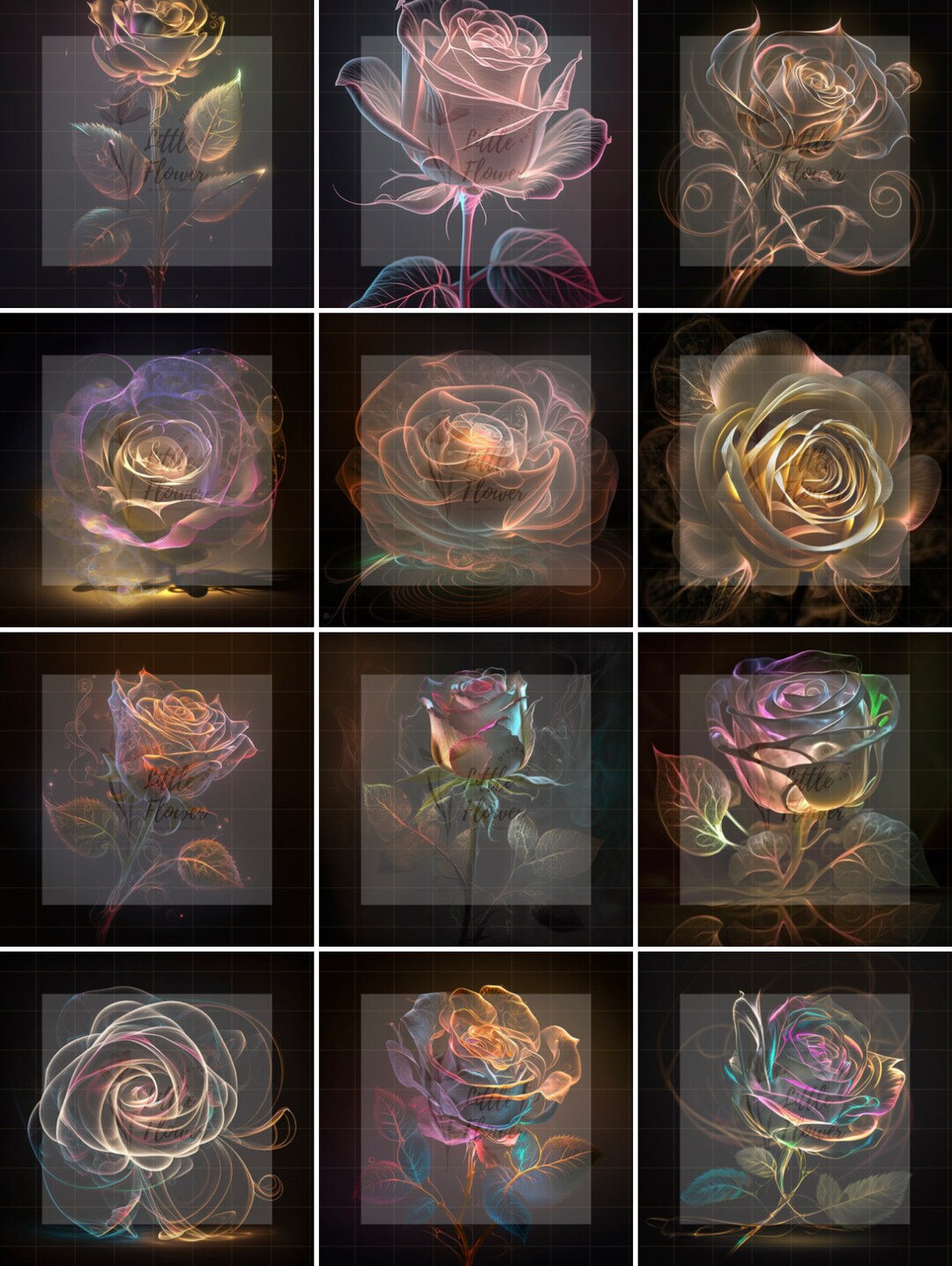 White Roses Overlay 17 Set Rose Digital AI Overlay Pack Maternity Portrait Fashion ...