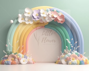 14 guirlandes de fleurs en papier, paquet de toiles de fond IA numériques, portrait de bébé, superposition de photographies