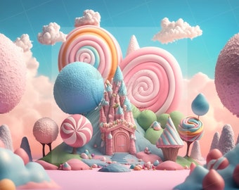 Candy World Toiles de fond numériques Superpositions de toile de fond pour bébé Superpositions de toile de fond de Studio Textures beaux-arts Superpositions de Photoshop Toile de fond