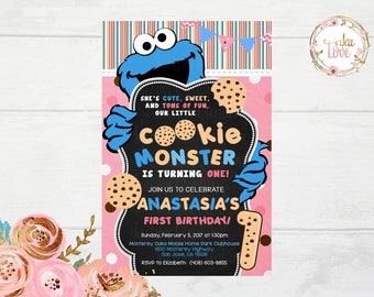 Cookie Monster Girl Invitation