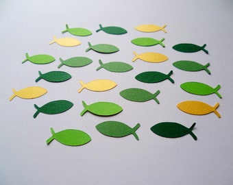 Die-cut parts fish green tones/gold confirmation baptism