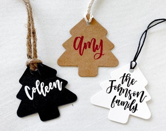 Custom Calligraphy Christmas Tree Gift Tags