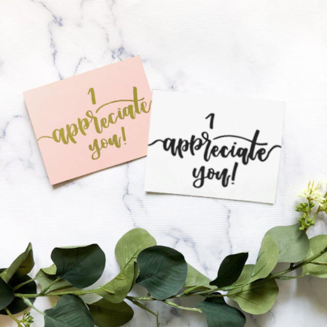Handwritten Calligraphy I Appreciate You Greeting Card 25 Color Options Etsy