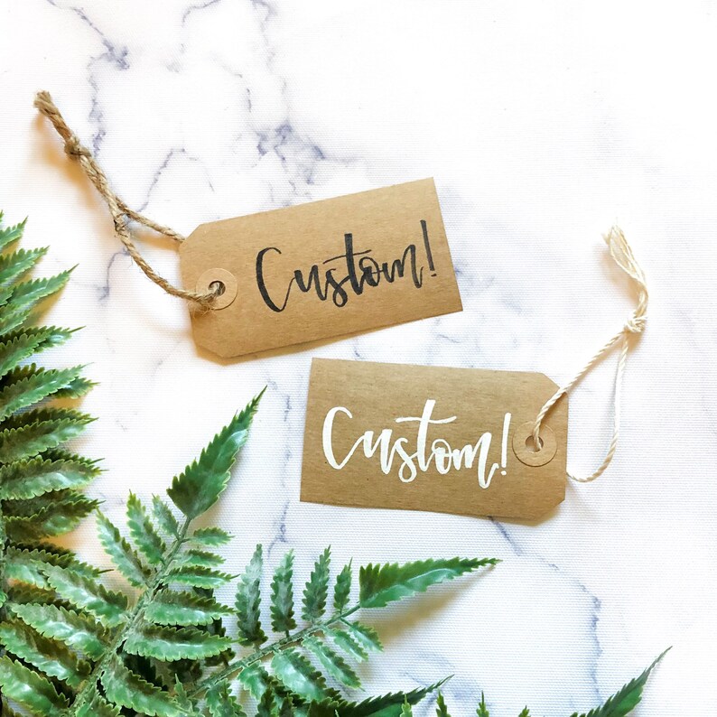 Medium Custom Lettered Kraft Tags Kraft Gift Tags Etsy
