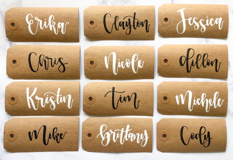 Medium Custom Lettered Kraft Tags Kraft Gift Tags Etsy