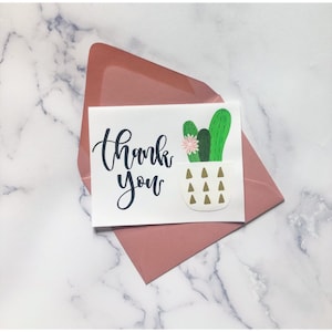 Tarjeta de felicitación de agradecimiento de cactus hecha a mano