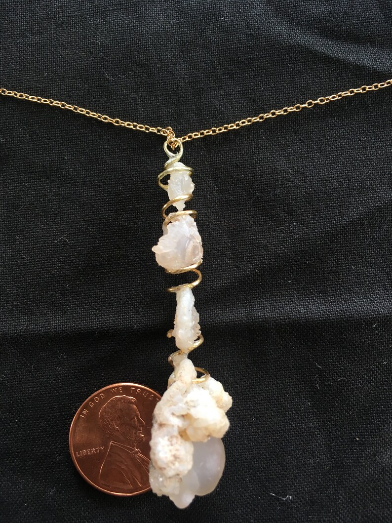 chalcedony rose precious gemstone quartz crystals teardrop pendant on gold filled necklace natural gemstone gold necklace
