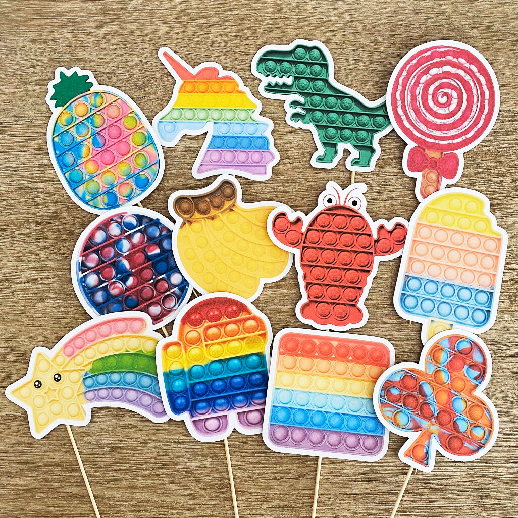 Fidgets Pop It Birthday Party Cupcake Topper Etsy