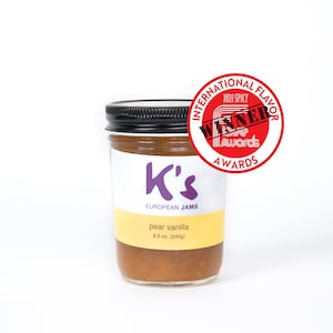 Handmade Gourmet PEAR VANILLA JAM 8z. Luxurious French Style Preserve from K&#39;s European Jams