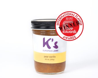 Handmade Gourmet PEAR VANILLA JAM 8z. Luxurious French Style Preserve from K's European Jams