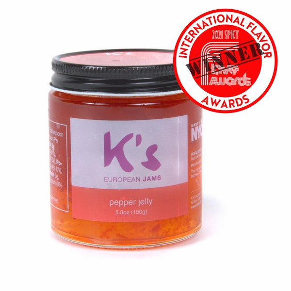 Handmade Spicy PEPPER JELLY 4oz. All-Natural, Award-Winning, Gourmet Condiment made by K's European Jams