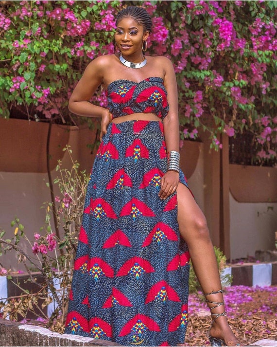 ankara maxi skirt and crop top