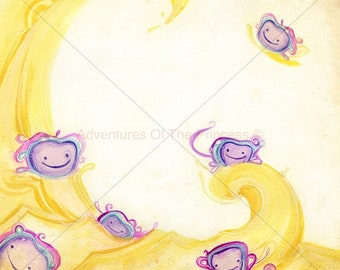 Watercolor Print of - The Very Happy Cells© - from the book - The Princess and The Pee© Written by Sandra Roe