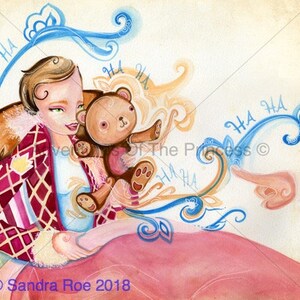 Carte de voeux de - La princesse et son ours en peluche© - Any Occasion - Blank Inside from - "The Farting Princess©" Livre écrit par Sandra Roe