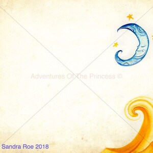 Cartão de felicitações para - The Moon Over Waves© - Para qualquer ocasião - Interior em branco - do livro - The Princess and The Pee© escrito por Sandra Roe