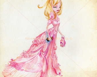 Watercolor Print of - The Very Proper Princess© - from the book - The Farting Princess© written by Sandra Roe