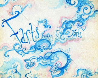 Watercolor Print of - Lots of Farts©  - from the book - The Farting Princess© written by Sandra Roe