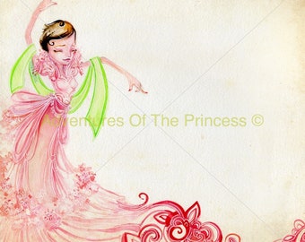 Watercolor Print of - The Dancing Princess© - from the book - The Farting Princess© written by Sandra Roe