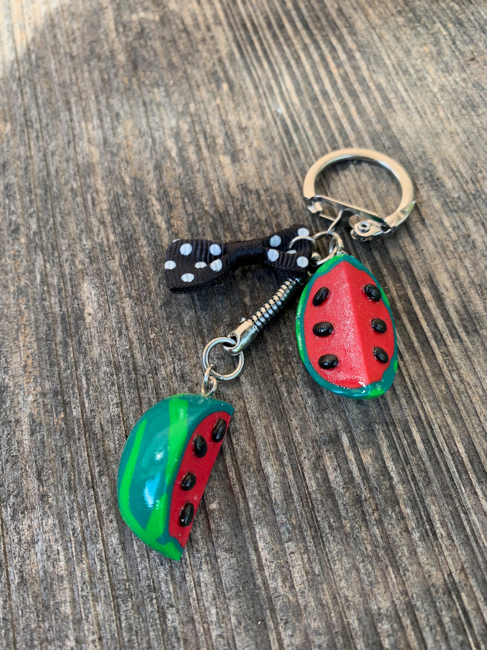 Key Rings Watermelon Quarters Fimo Paste Etsy