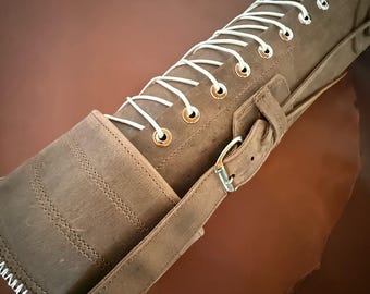 Handmade Leather Document Tube: Vintage Map & Poster Case (11cm)