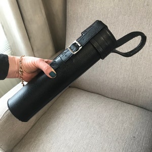 Tubo de cuero para documentos A4 - 8 cm de diámetro - Portadibujos - Estuche para mapas - Tubo para pósteres - Regalo hecho a mano - Estuche de cuero personalizado