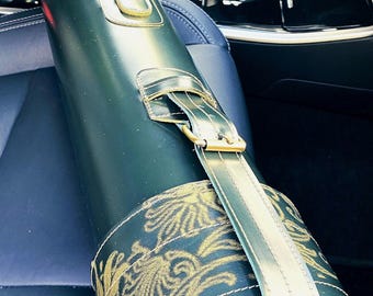 Handcrafted Leather Tube Case: Vintage Patina, Architect Art Portfolio (11cm)
