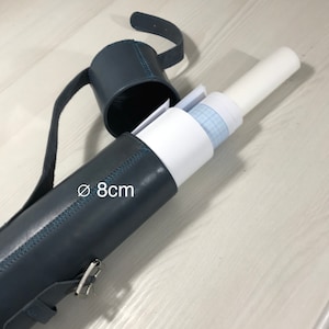 Tubo de cuero de 8 cm - Portadocumentos delgado - Estuche para guardar pósteres - Tubo para planos - Tubo largo para mapas - Regalo para artistas - Cuero hecho a mano