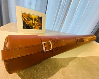 Handmade Leather Document Tube: Architect Blueprint Holder, Art Storage