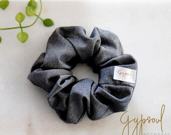 Grey JEANS Scrunchie, Chunky Hair Tie, Elastic Tie, Messy Bun Holder, Pony Tail Tie, Hair Accessory for Women Girl, Wrist Tattoo Cover