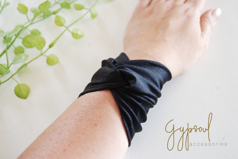 Black TWIST Wrist Cuff Shiny Black Wrist Bracelet Fashion Etsy
