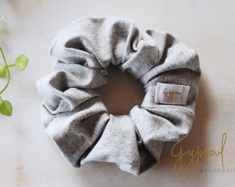 Heather Grey Scrunchie, Chunky Hair Tie, Elastic Tie, Messy Bun Holder, Pony Tail Tie, Hair Accessory for Women Girl, Wrist Tattoo Cover