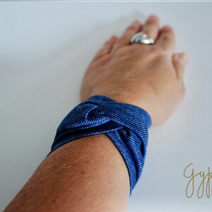 Jeans Look Twist Wrist Cuff Wrist Band Fashion accessory Women Teens Wrist Tattoo Cover Up Wrap Bracelet Fabric Jewellery Scar Cover