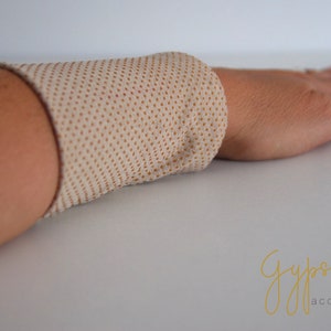 Beige Dotted Wrist Cuff Jersey Wrist Bracelet Fashion accessory Women Teens Wrist Tattoo Cover Wrap Bracelet Fabric Jewellery