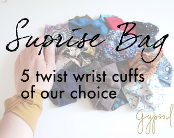 Surprise bag: 5 wrist cuffs of our choice, Set of 5,  Wrist Tattoo Cover, Wrap Bracelet , Fabric Jewelry, Fashion Accessory