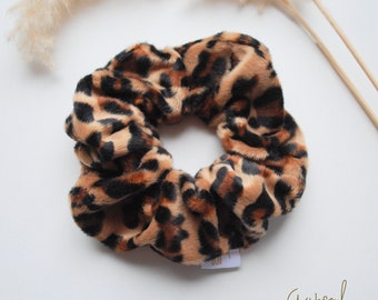 Leopard Fur Scrunchy, LARGE Chunky Furry Hair Tie, Messy Bun Holder, Hair Accessory ,Hair Scrunchy, Gift for Sister, Gift for Her