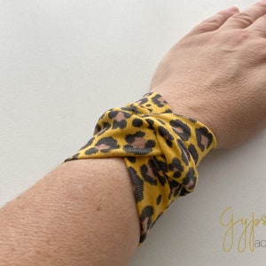 Leopard TWIST Wrist Cuff, OCHRE Wrist Bracelet Fashion accessory Women Teens Wrist Tattoo Cover Wrap Bracelet Fabric Jewellery