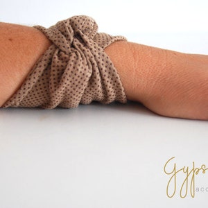 Brown Dotted Twist Wrist Cuff Jersey Bracelet Fashion accessory Women Teens Wrist Tattoo Cover Wrap Bracelet Fabric Jewelry