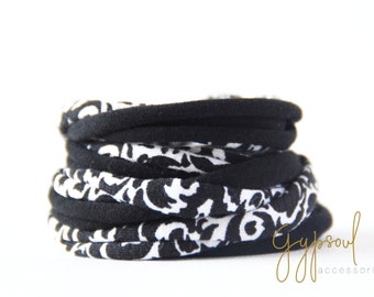 Black and Black Roses Simple Wrap Wrist Cuff Stretch Wrist Bracelet Fashion accessory Women Teens Wrist Tattoo Cover Wrap Bracelet