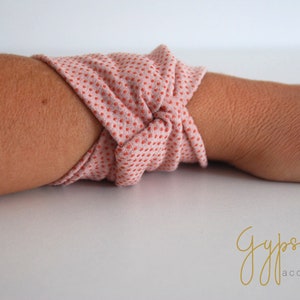 Antique Pink Dotted Twist Wrist Cuff Jersey Bracelet Fashion accessory Women Teens Wrist Tattoo Cover Wrap Bracelet Fabric Jewelry