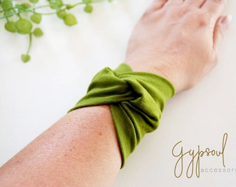 Moss Green TWIST Wrist Cuff  Wrist Bracelet Fashion accessory Women Teens Wrist Tattoo Cover Wrap Bracelet Fabric Jewellery