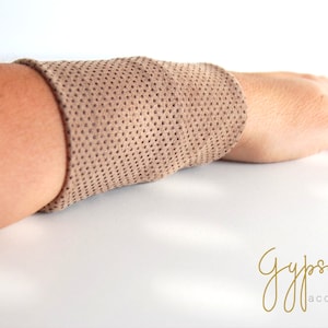 Beige Dotted Wrist Cuff Jersey Wrist Bracelet Fashion accessory Women Teens Wrist Tattoo Cover Wrap Bracelet Fabric Jewellery