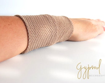 Beige Dotted Wrist Cuff Jersey Wrist Bracelet Fashion accessory Women Teens Wrist Tattoo Cover Wrap Bracelet Fabric Jewellery